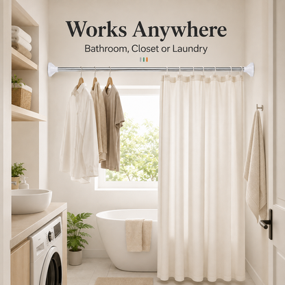 ⚡ Expandable Closet Rod – Punch-Free, Adjustable, No Drilling