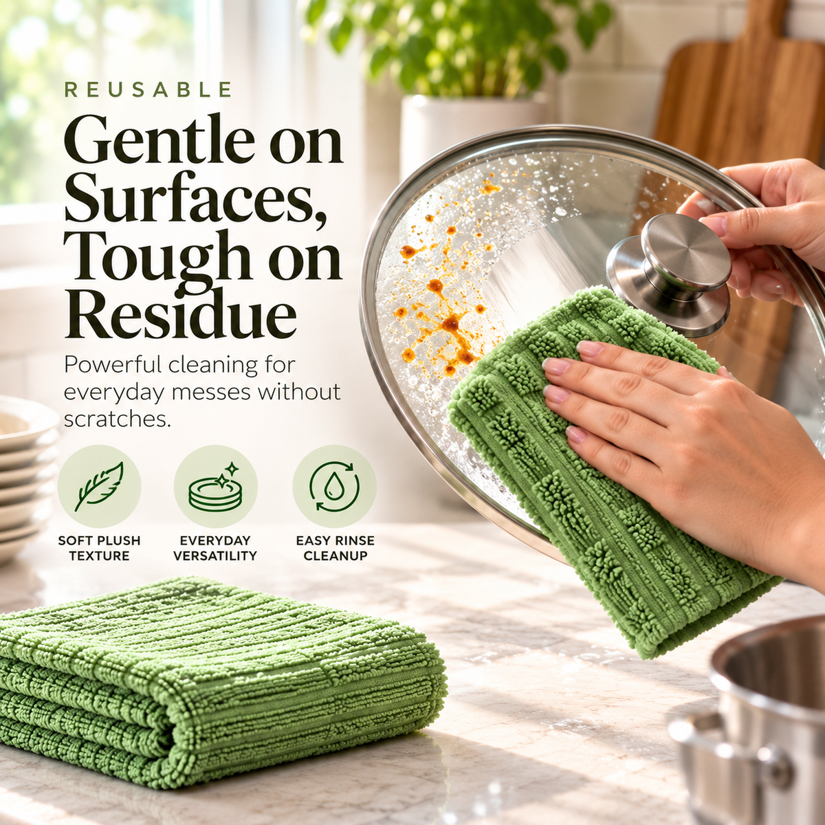 🧽✨ Reusable Kitchen Cleaning Towel Roll 💦 | Super Absorbent, Washable & Multi-Surface Cleaning Cloths 🏡💚