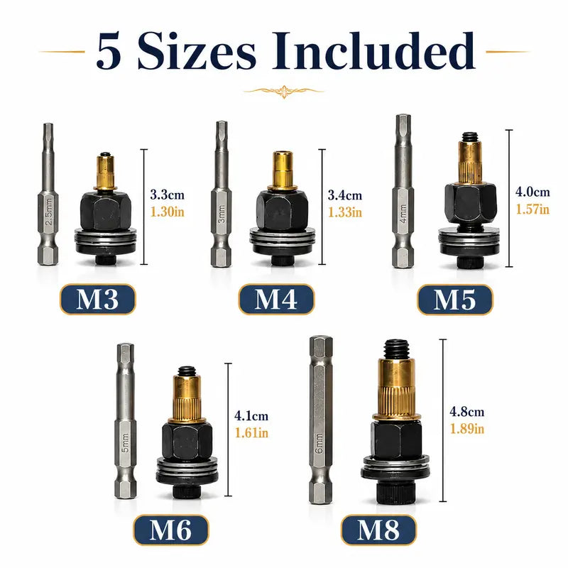 🔩M3–M8 Rivet Nut Installation Kit – Drill Adapter & Nutsert Assortment