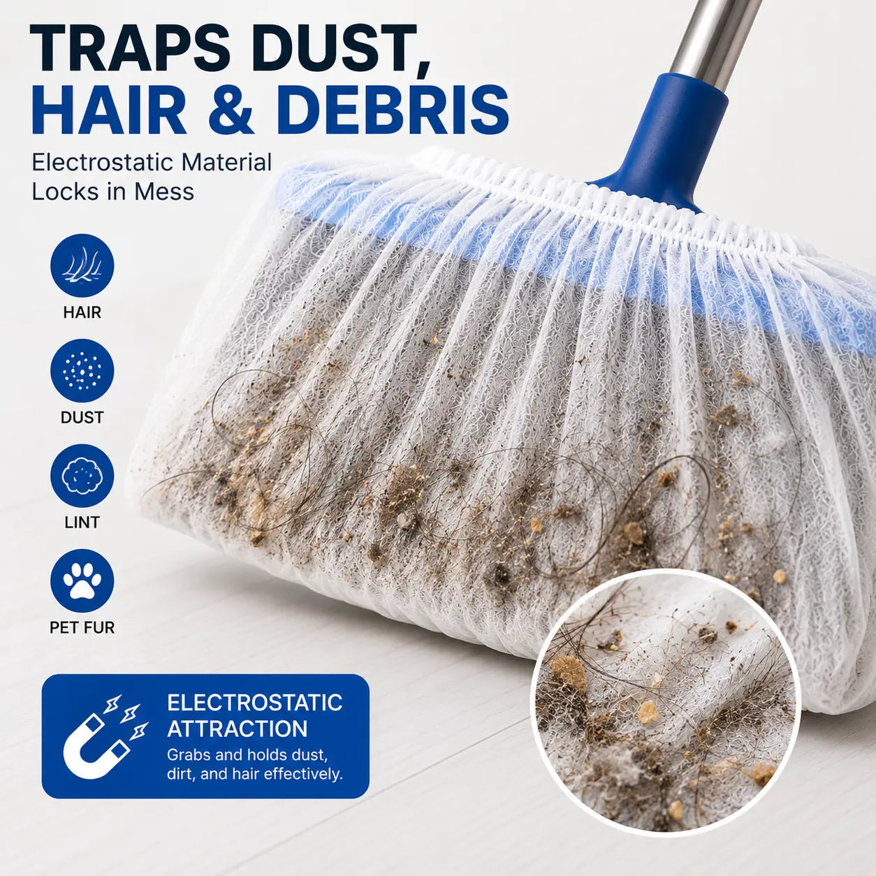 Disposable Broom Dust Covers, Non-Woven Dust Catcher for Standard Brooms
