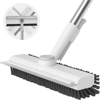 3-in-1 Floor Scrub Brush with Long Handle – Heavy Duty Bathroom & Floor Cleaner