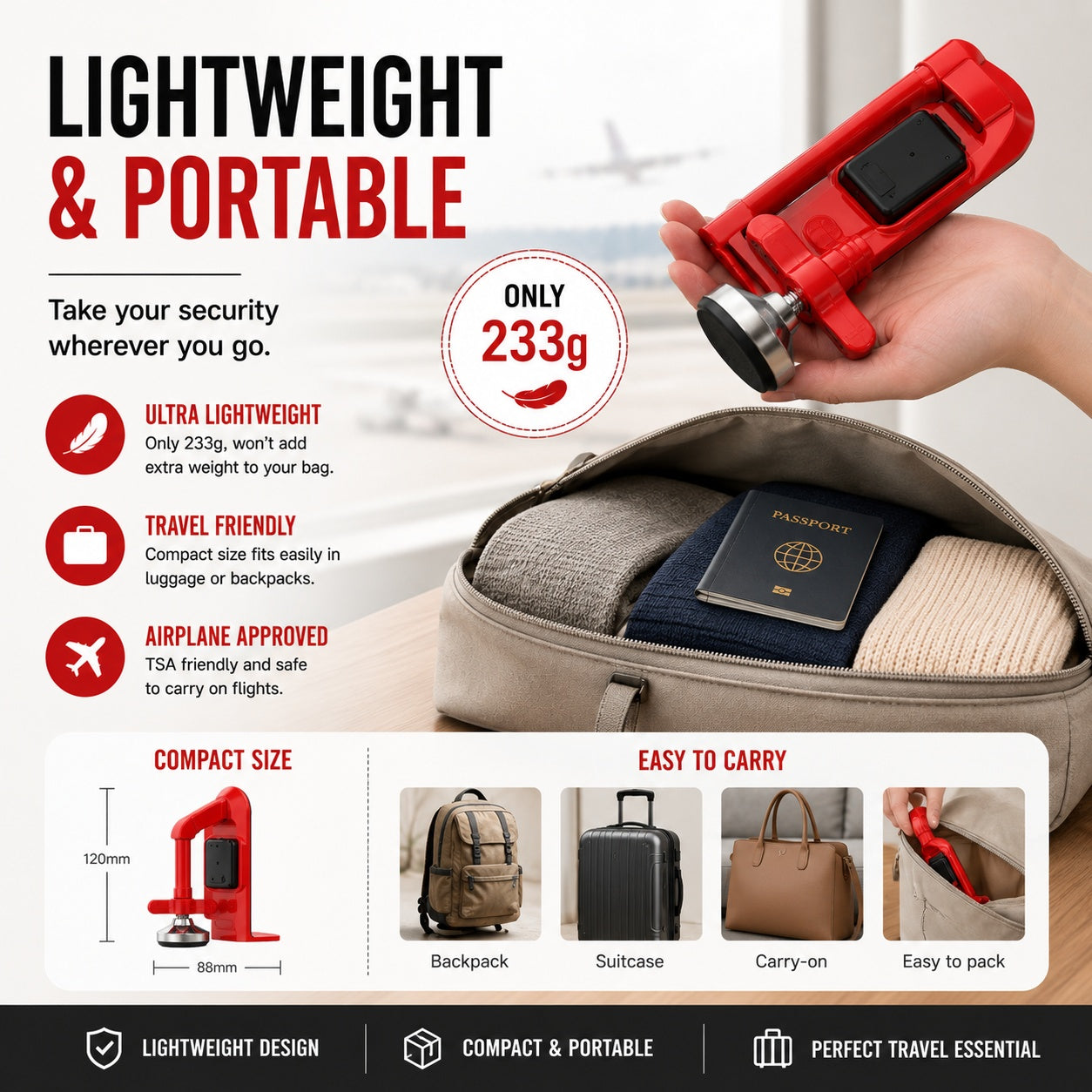 Portable Door Lock Alarm – Travel & Home Security Door Stopper