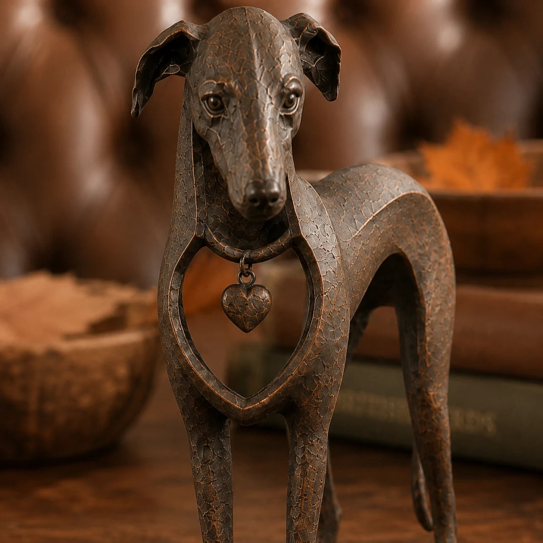 Distressed vintage iron texture on sighthound sculpture