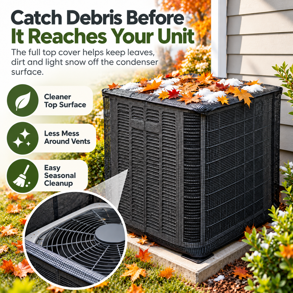 🍂Breathable Full-Mesh Outdoor AC Cover – Leaf & Debris Guard for Condenser Units