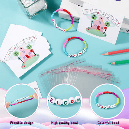 🏫 Back to School Friendship Bracelets Set🧒 -Include Our Class Is a Family Greeting Card and  Bracelet with Bags Gift