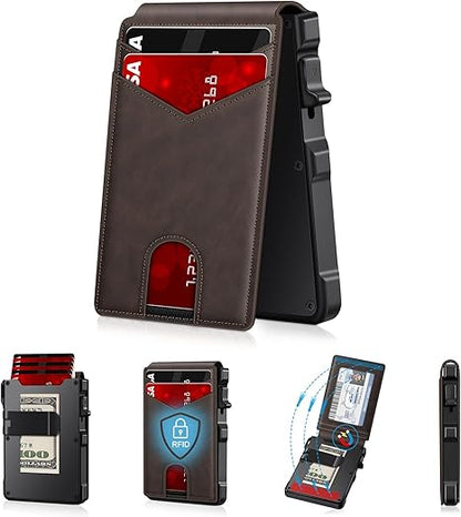 🔥RFID Blocking Minimalist Pop-Up Wallet | One-Second Card Eject Design & Ultra Slim Pocket Wallet