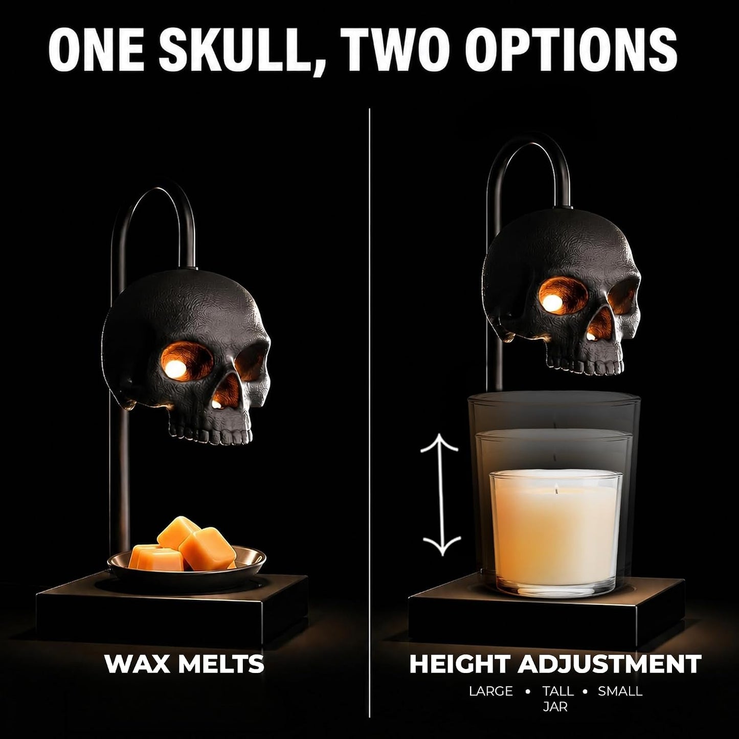 💀Gothic Skull Candle Warmer Lamp with Timer & Dimmable Heat