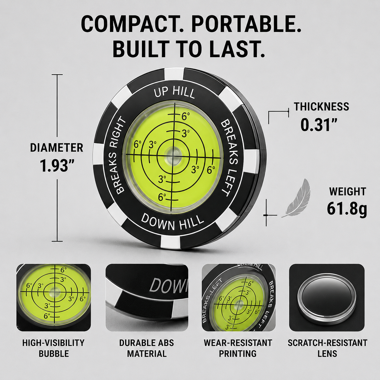 ⛳High-Precision Golf Green Reader – Portable Putting Slope Level Training Tool