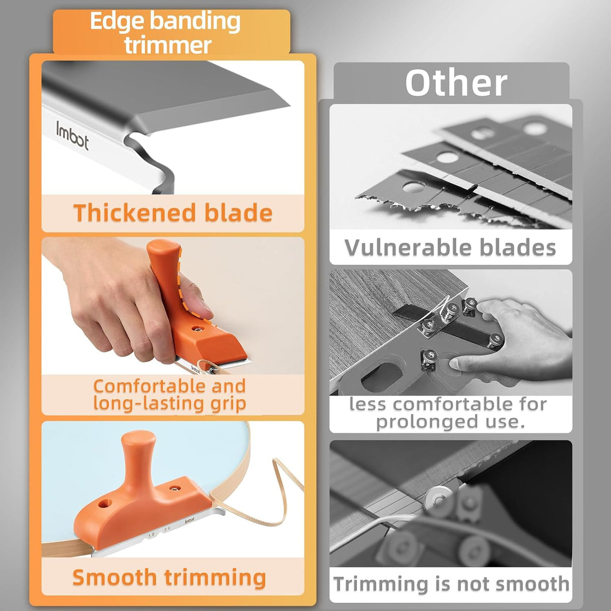 IMBOT edge banding trimmer compared with other trimming tools