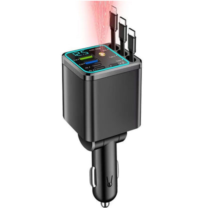 7-in-1 Retractable 102W Fast Car Charger with Star Projector Ambient Light