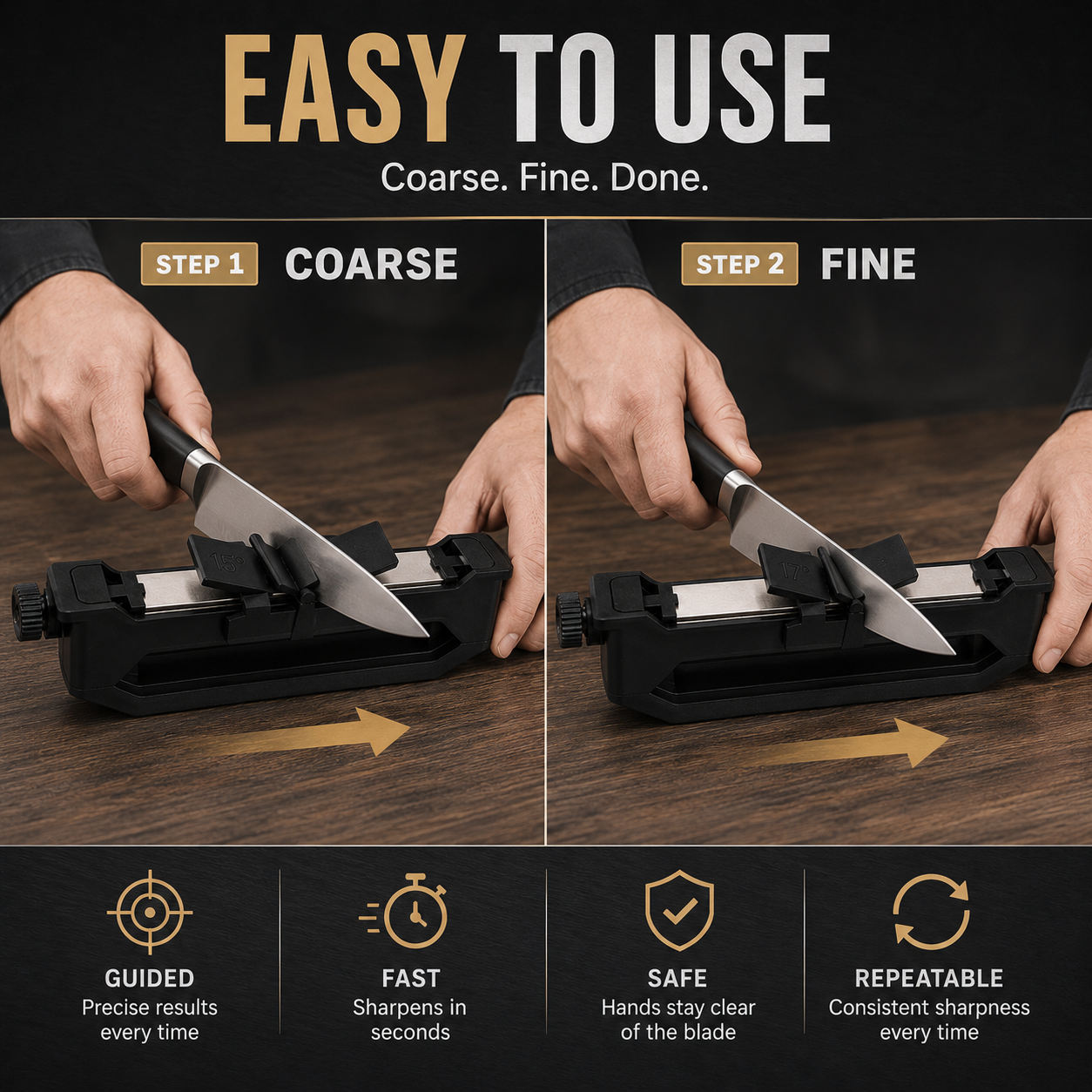 🔪Guided Portable Knife Sharpener – 4-Angle Diamond Sharpening System