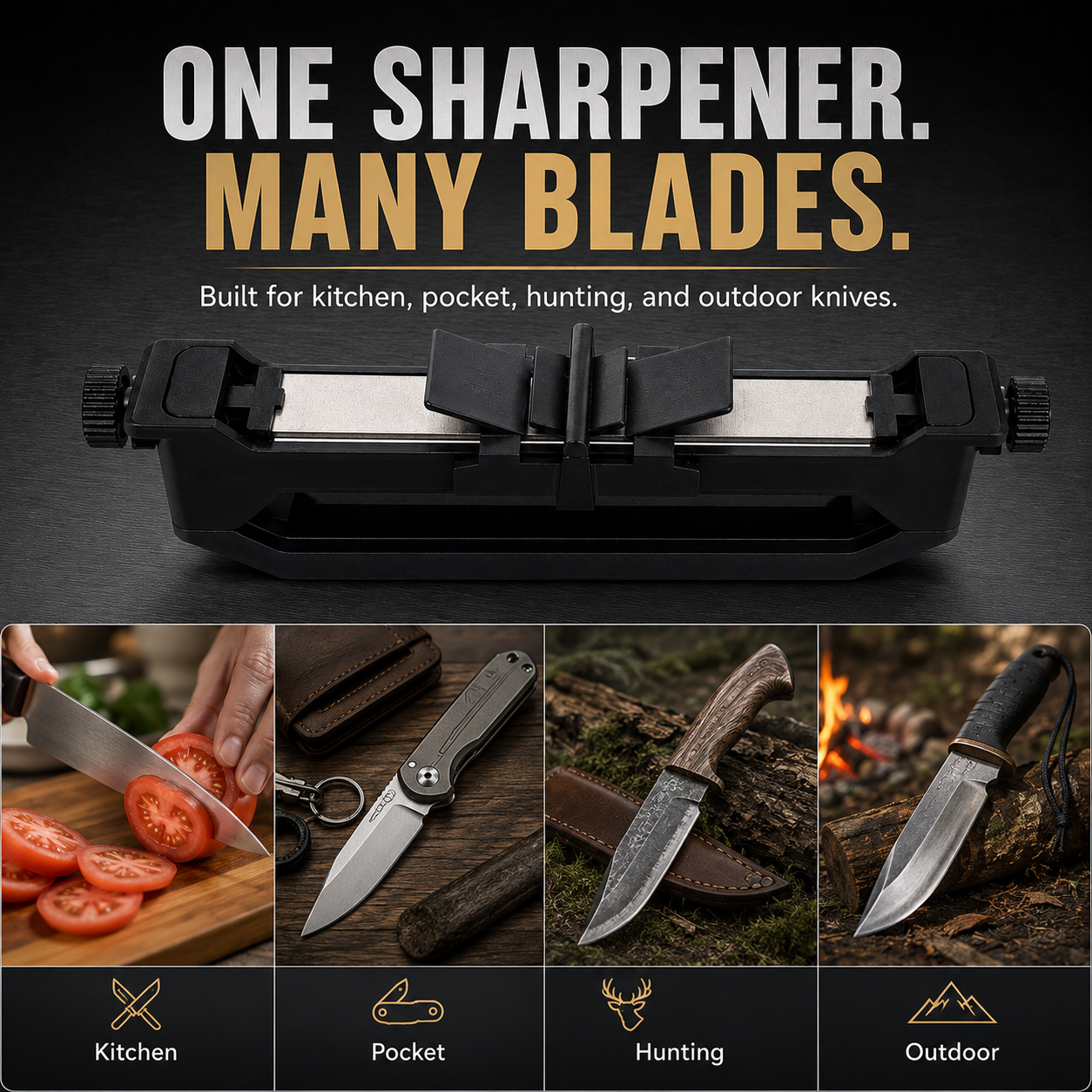 🔪Guided Portable Knife Sharpener – 4-Angle Diamond Sharpening System