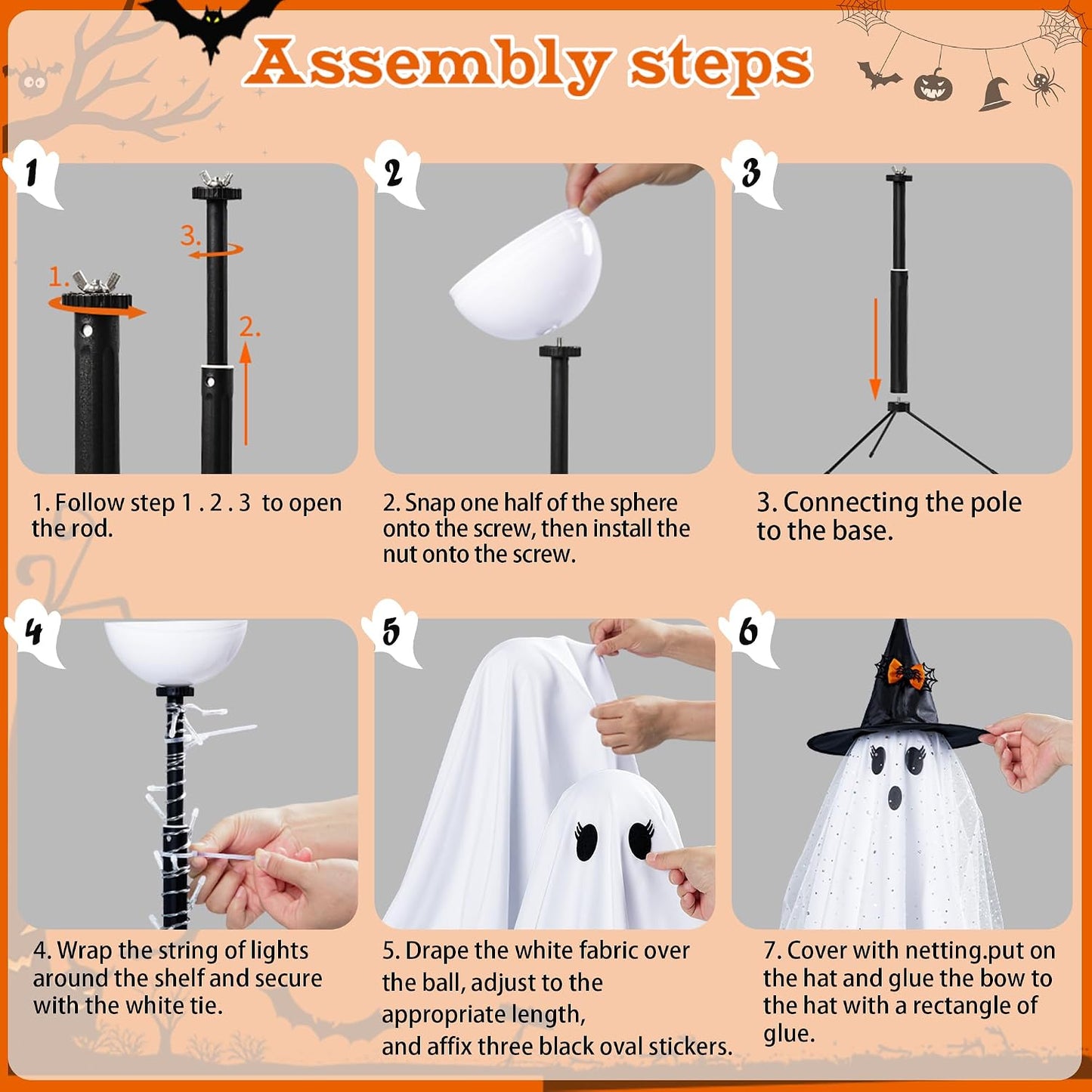 2-Pack Light-Up Halloween Ghosts with Remote
