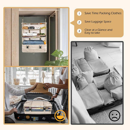 Collapsible 4-Tier Hanging Travel Storage Organizer | Your Portable Closet for Home & Trips