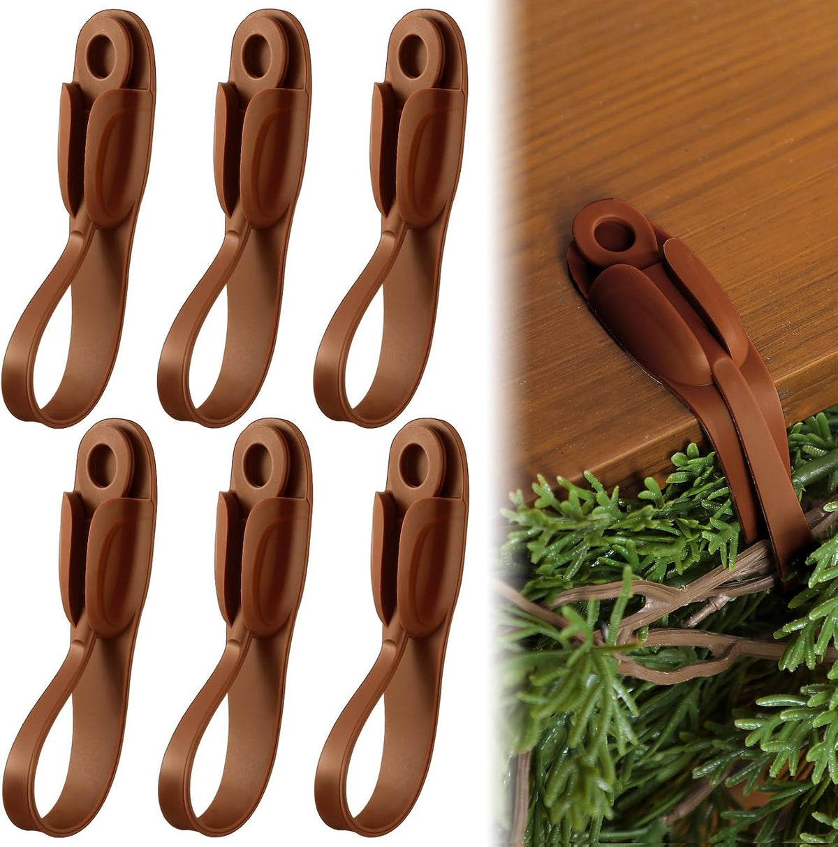 🌳6-Pack Christmas Wreath Hangers – No-Drill Peel & Stick Holiday Hooks