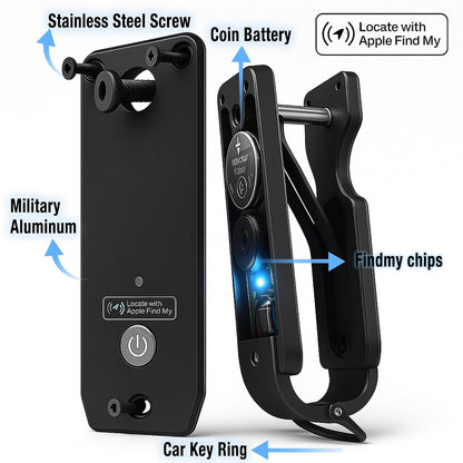 Air Keychain for Outdoor Enthusiasts: Lightweight Aluminum GPS Tracker Key Holder for Men & Women, Black, Small