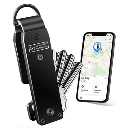 Air Keychain for Outdoor Enthusiasts: Lightweight Aluminum GPS Tracker Key Holder for Men & Women, Black, Small