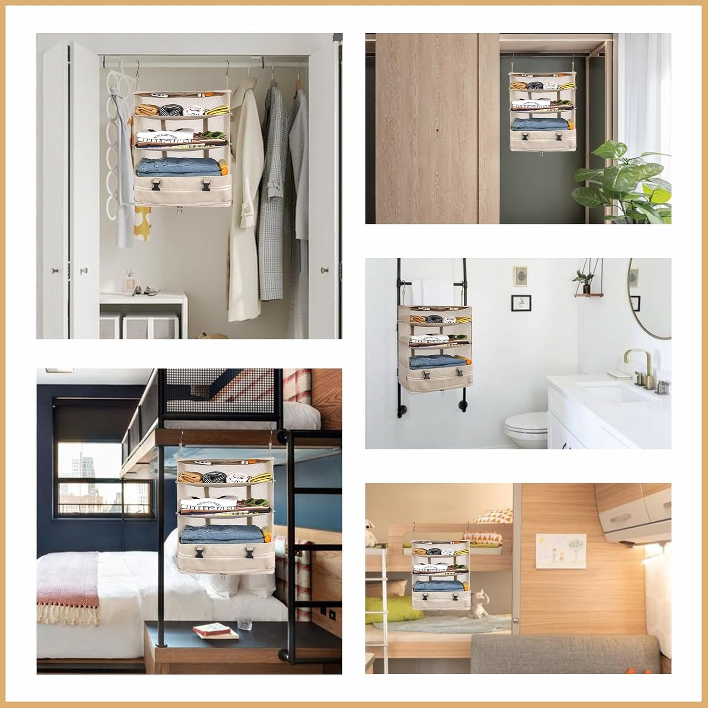 Collapsible 4-Tier Hanging Travel Storage Organizer | Your Portable Closet for Home & Trips