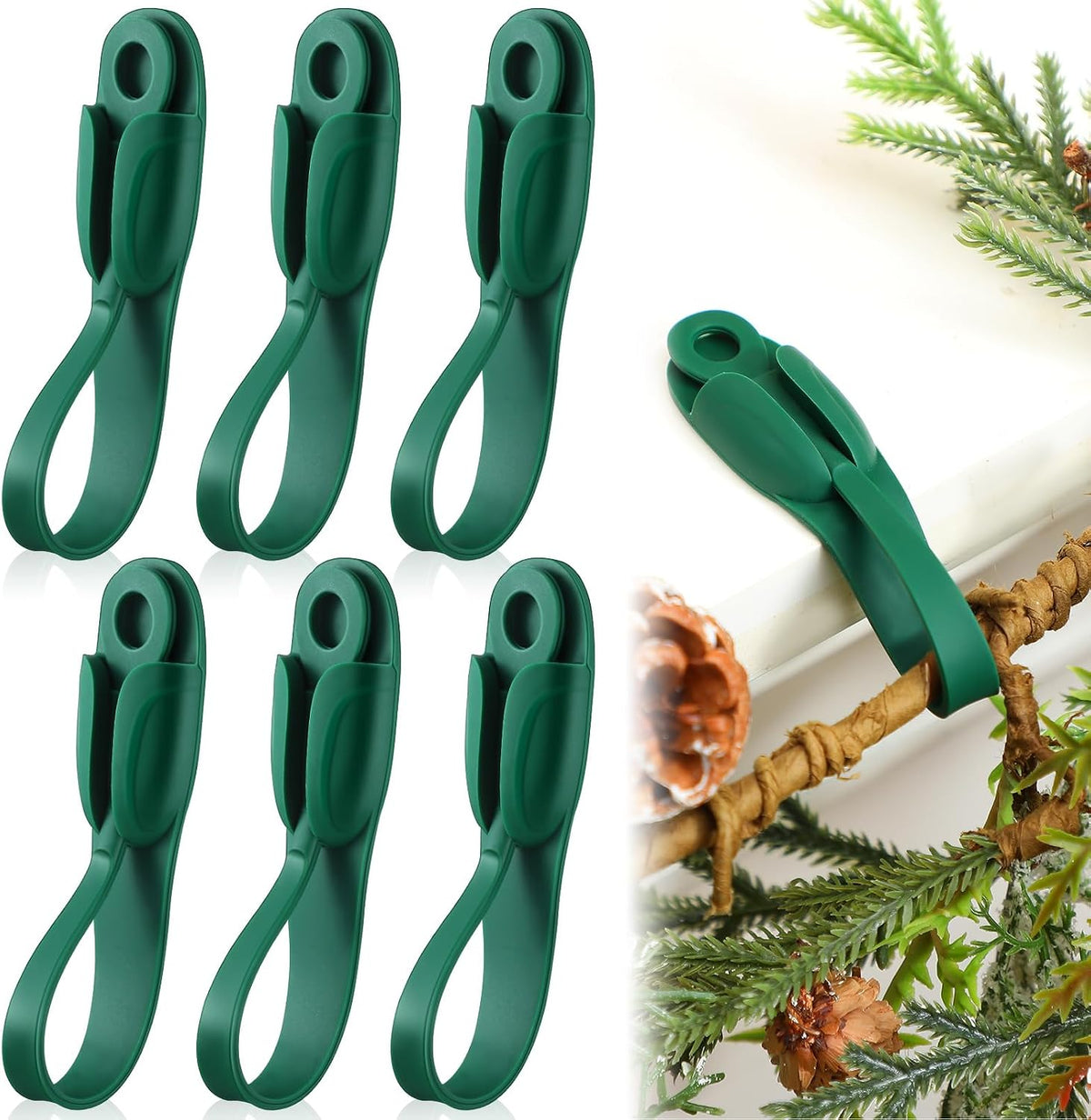 🌳6-Pack Christmas Wreath Hangers – No-Drill Peel & Stick Holiday Hooks