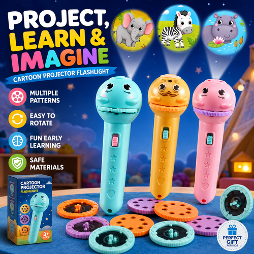 🎨Cartoon Projector Flashlight Toy – Animal Projector for Kids