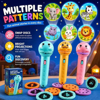 🎨Cartoon Projector Flashlight Toy – Animal Projector for Kids