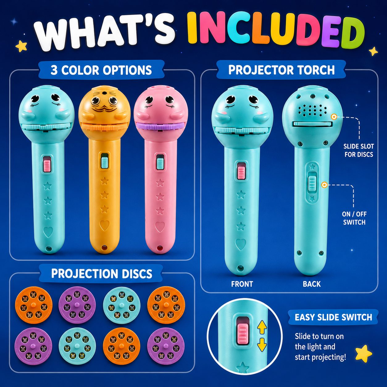 🎨Cartoon Projector Flashlight Toy – Animal Projector for Kids