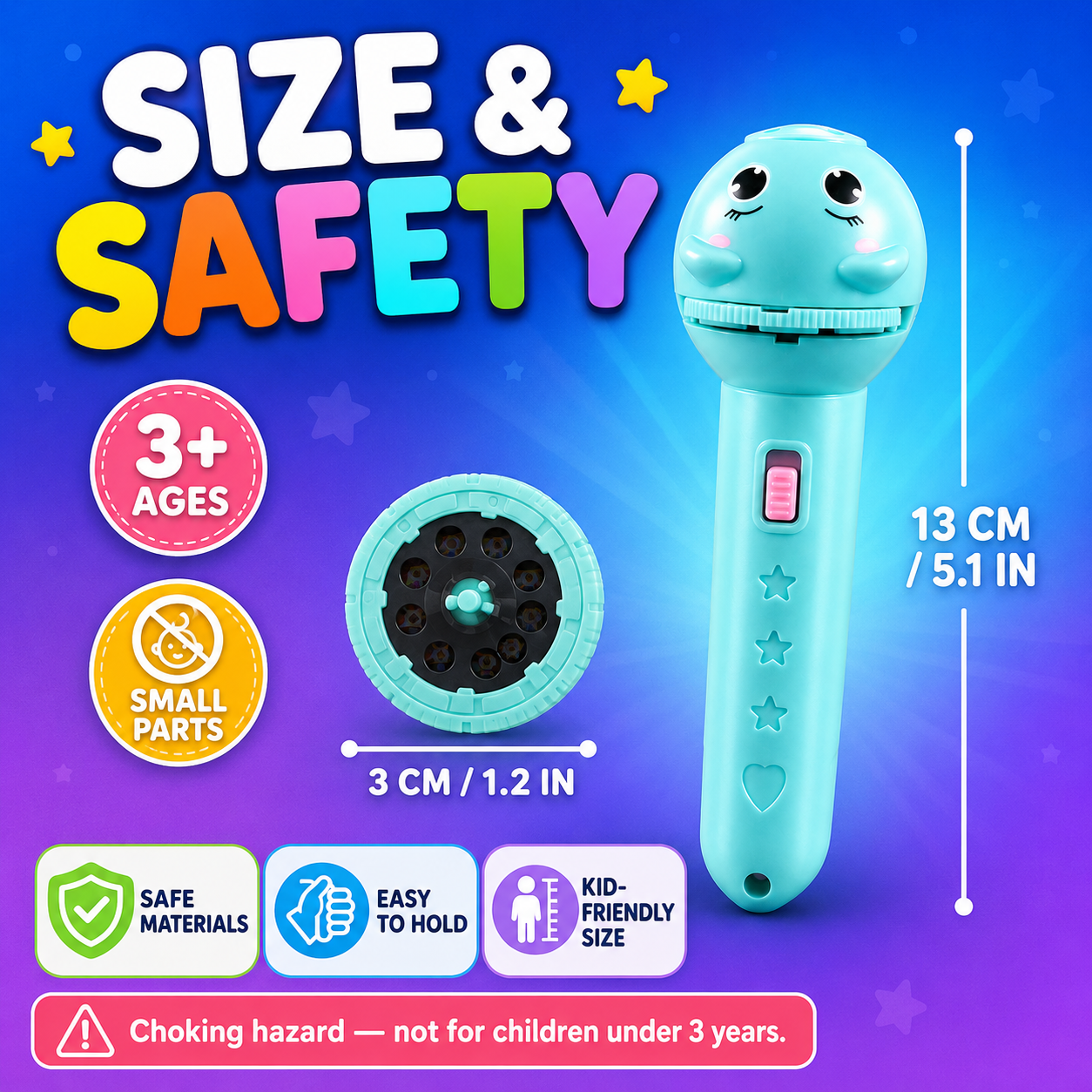 🎨Cartoon Projector Flashlight Toy – Animal Projector for Kids