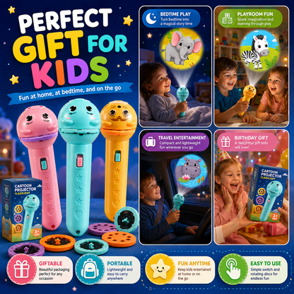 🎨Cartoon Projector Flashlight Toy – Animal Projector for Kids