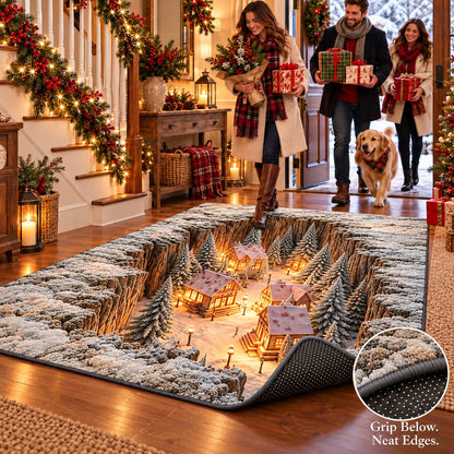 ☘️✨Optical Illusion Christmas Scene Rug | Bring A Hidden Winter Village✨✨