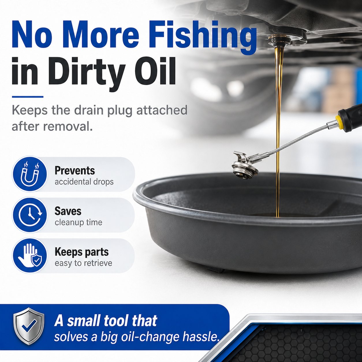 Magnetic Oil Drain Plug Remover with 14-Inch Flexible Shaft