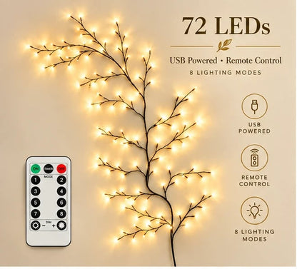 Enchanted Willow Vine Christmas Lights – 8 Lighting Modes & Warm White Glow