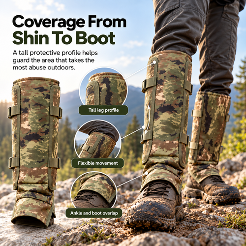 🥾 Protective Lower-Leg Gaiters – Adjustable Guards for Hiking, Hunting & Rough Terrain