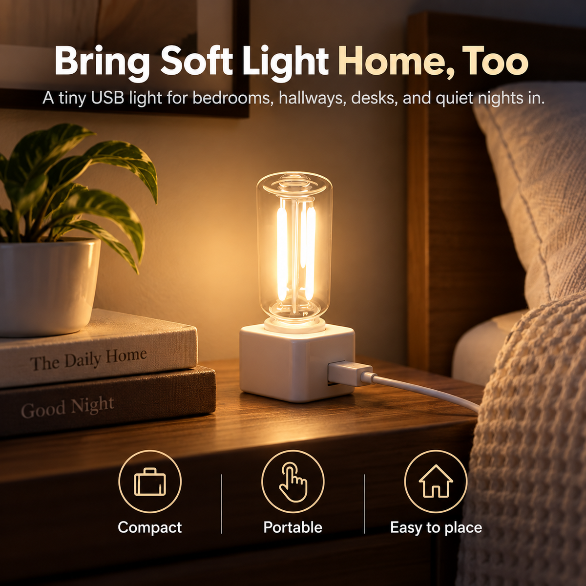 💡Touch-Dimmable Car USB Ambient Night Light – 7 Color Options