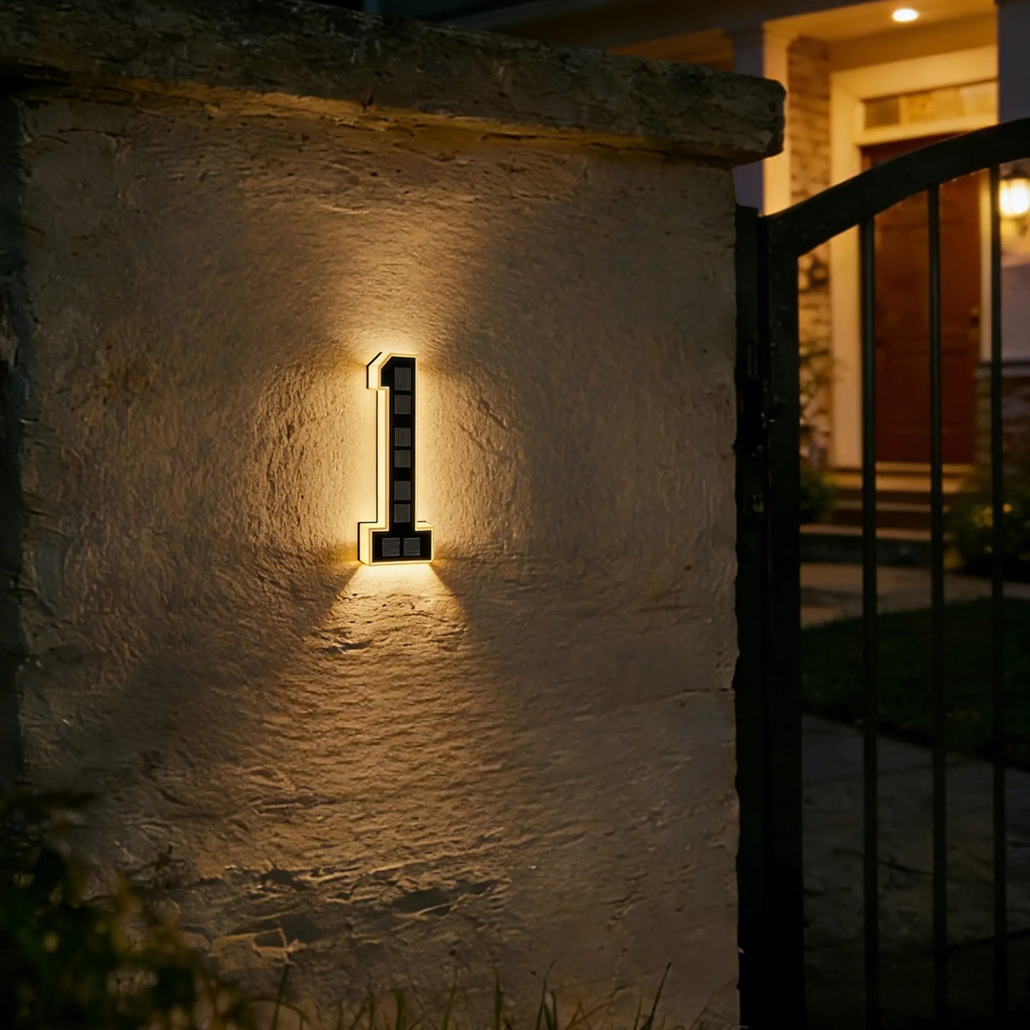ISUNMEA 9 Inch Solar Lighted House Numbers for Outside, Light Up Waterproof LED Address Numbers Signs