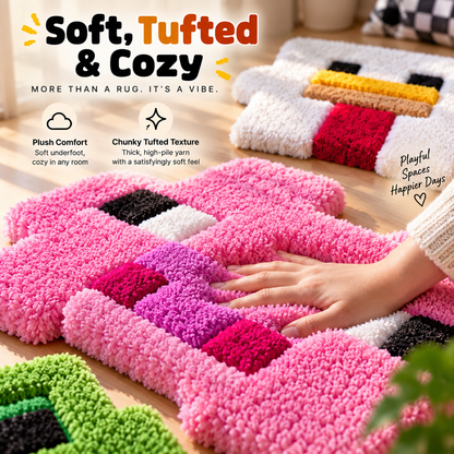 🎮 12-Piece Interlocking Pixel Tufted Rug Set – Build Your Own Gamer Room Floor