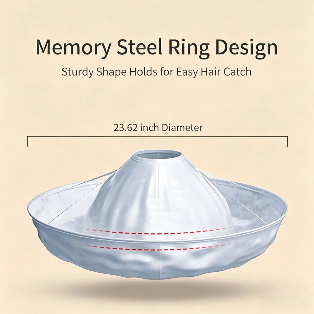 Memory steel ring hair catcher cape with 23.62 inch diameter