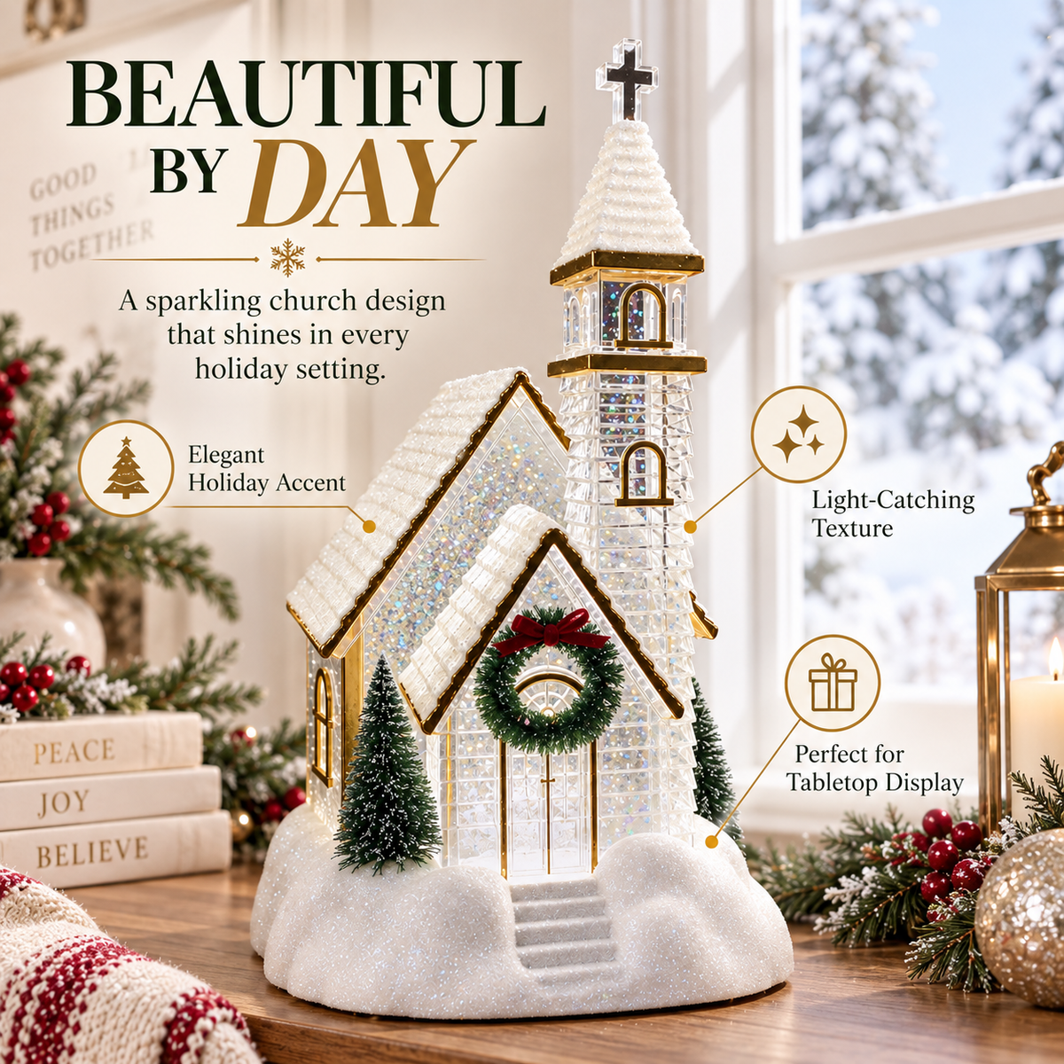 🎄 Enchanted Musical Snowfall Christmas Lantern with Glowing Lights