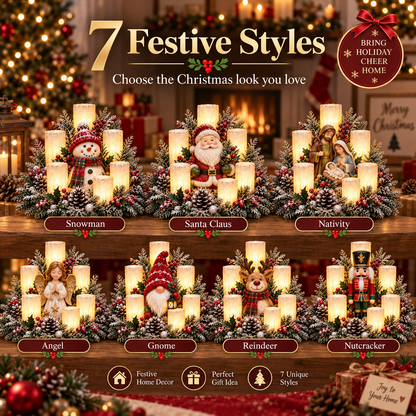 Christmas Lighted Centerpiece with Flameless Candle Glow