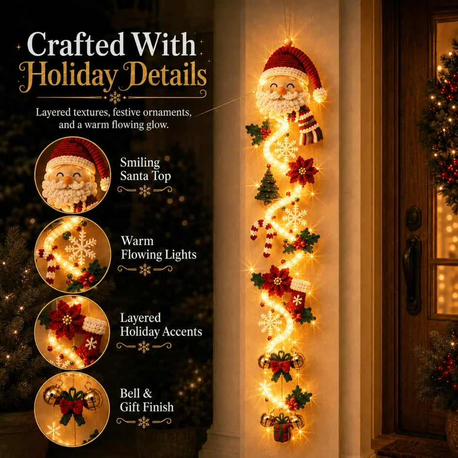🎄MerryCascade™ Glowing Christmas Door Hanger | 6 Festive Lighted Designs with Warm Glow, Dimensional Details & Space-Saving Vertical Décor