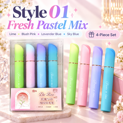 ✨🌈💖 Sparkly Pastel Highlighter Pens Set – 4-Piece Gradient Glitter Markers for Journaling, Study Notes & Planners 🖊️📚🎀💕