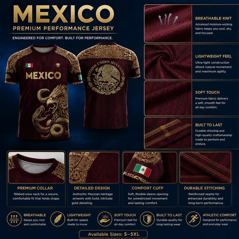Mexico Heritage Eagle Jersey | Premium Aztec Performance Shirt S-5XL
