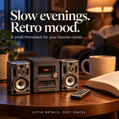 🎵✨ Mini Retro Stereo Sound System – Vintage-Style Audio Player with Dual Speakers, Digital Display & Remote Control | Classic Desktop Music Setup 📻