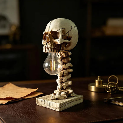 Gothic Skull Spine Resin Lamp, Realistic Macabre Night Light, Halloween Decor
