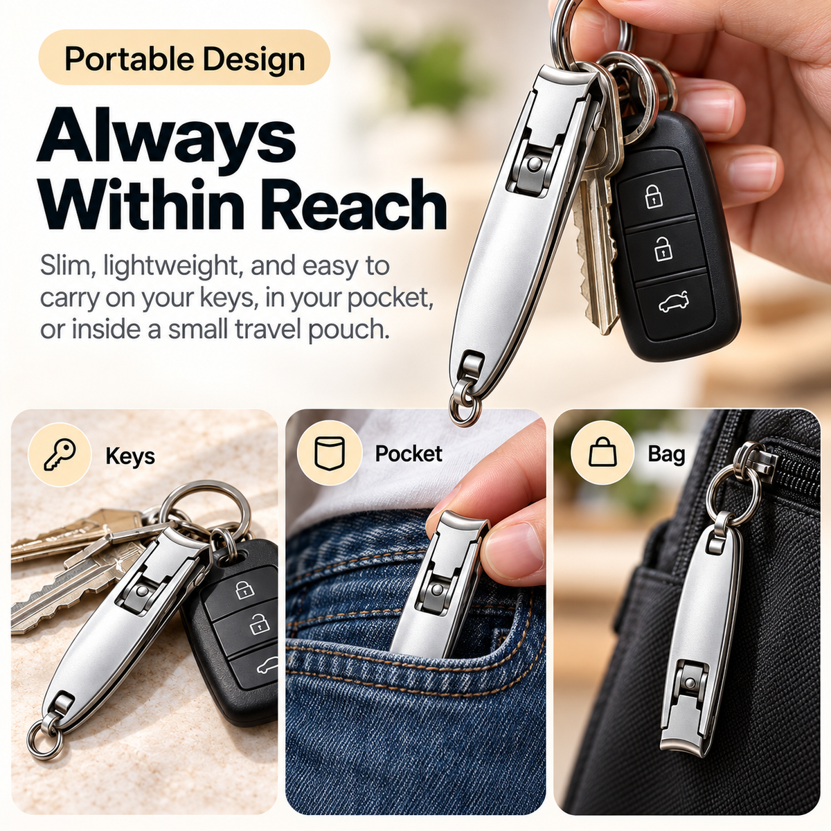 Ultra-Slim Folding Nail Clipper – 2-in-1 Portable Nail Cutter with File & Keyring