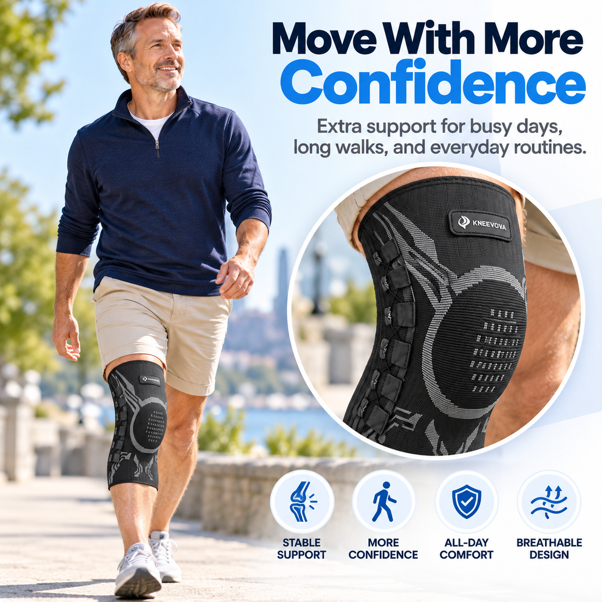 🦵Adjustable Lace-Up Knee Support Sleeve – Breathable Everyday Support