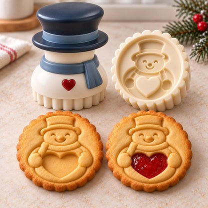 🎄🍪 Christmas Jam Cookie Press – Festive Character Cookie Stamps with Embossed Designs & Jam-Fill Centers | Holiday Baking Fun 🎅❤️