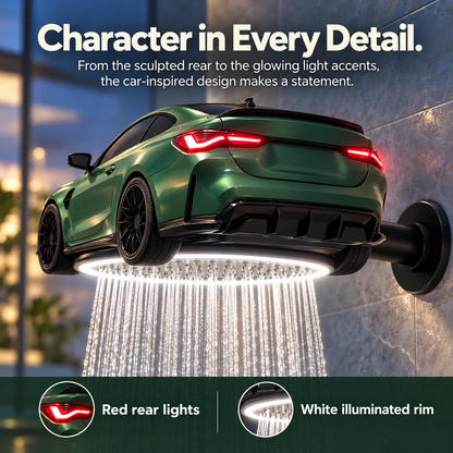 Car-shaped rainfall shower head shown from another angle