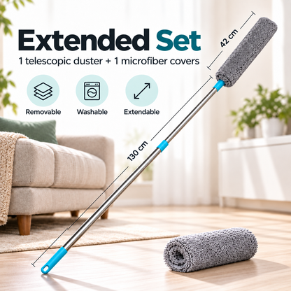 🧹✨ 2026 Upgraded Extendable Microfiber Gap Duster 🏡💨 | Clean Under Beds, Sofas & Appliances 🛋️🛏️ | 130CM Telescopic Handle 🔥 Washable & Reusable Dust Cleaner 💦