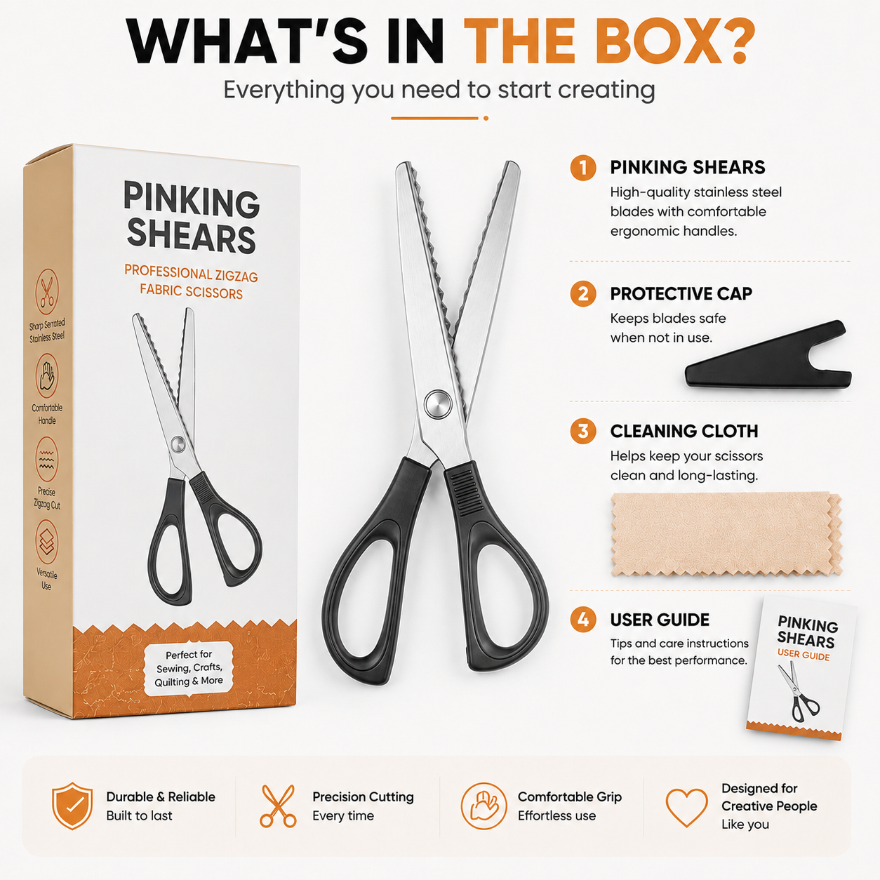 ✂️Professional Pinking Shears – Stainless Steel Zigzag Fabric Cutting Scissors✨🧵