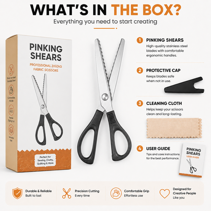 ✂️Professional Pinking Shears – Stainless Steel Zigzag Fabric Cutting Scissors✨🧵